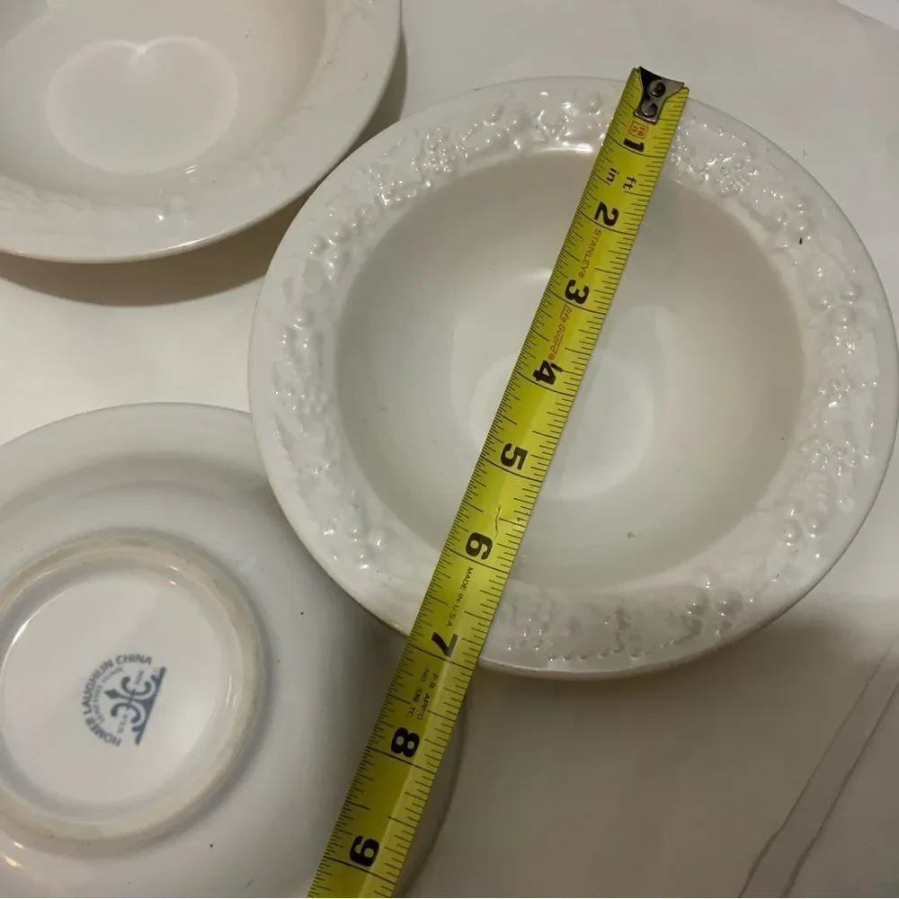 Vintage Set 3 HOMER LAUGHLIN Grapes & Vine Border White salad bowls 7”